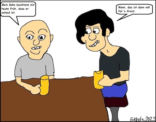 Cartoon: Fürn Arsch... (medium) by Moppel tagged homosexualität,männer,kneipe,vater,sorgen,niedergeschlagenheit,beichte,familie,gesellschaft