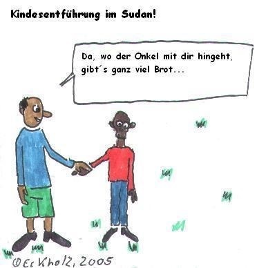 Cartoon: Kindesentführung im Sudan... (medium) by Moppel tagged sudan,pädophilie,hunger,afrika,kindesentführung,brot,elend,not