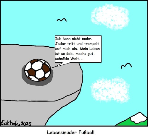 Cartoon: Lebensmüder Fußball (medium) by Kritzelsven tagged fußball,lebensmüde,depressionen,mobbing