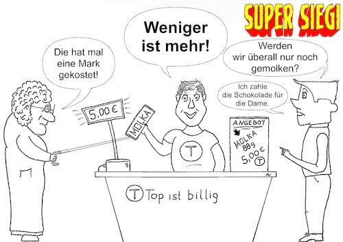 Cartoon: Hier werden Sie gemolken. (medium) by Tatort Memmingen tagged tafel,schokolade,mogelpackung,shrinkflation,teuerung,inflation,schokoladentafel,weniger,teurer,verbraucherschutz,tafelschokolade