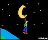 Cartoon: Ohne Worte (small) by Kritzelhonk tagged mond,suizid,mann,melancholie,depressionen,selbstmord,freitod,tod,hängen,erhängen,baumeln,weltall,universum