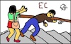Cartoon: Psycho-Mädchen 4 (small) by Kritzelhonk tagged mädchen,frau,schubsen,stossen,sturz,mann,opfer,heimtücke,hinterhalt,angriff,attacke,horror