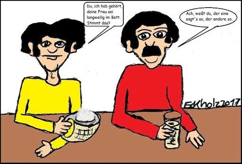 Cartoon: Jeder sagts anders... (medium) by Sachsenbirne tagged gerüch,kneipe,männer,ehe,liebe,ehebruch,treuebruch,gesellschaft,nachrede,gerücht