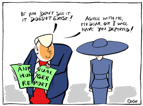 Cartoon: Hunger report USA (medium) by Kik tagged hunger,report,usa,trump,melania,poor,people