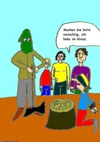 Cartoon: Der letzte Wunsch... (medium) by Mr Speck tagged henker,todesstrafe,männer,schmerzen,rückenschmerzen,gesellschaft,vollzug,strafe