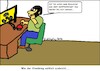 Cartoon: Atomkrieg... (small) by Mr Speck tagged erpressung,atomkrieg,mann,anruf,ablehnung,manuskript,nötigung,gesellschaft,alarm