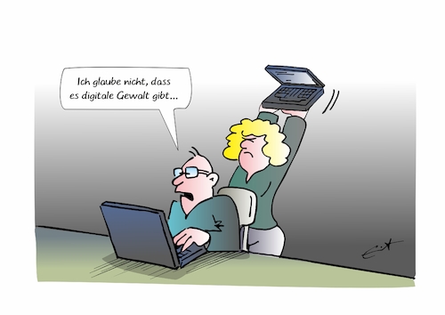 Cartoon: Digitale Gewalt (medium) by Bernd Eisert tagged digital,gewalt,computer,medien,geschlechter,unterdrückung,fake,bilder,video,digital,gewalt,computer,medien,geschlechter,unterdrückung,fake,bilder,video