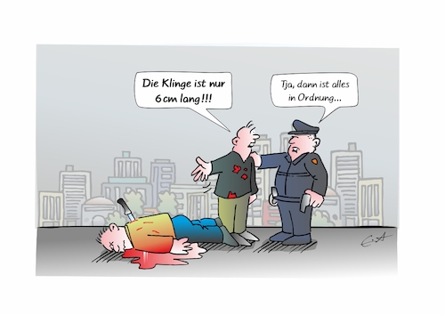 Cartoon: Messerverbot (medium) by Bernd Eisert tagged toter,messer,länge,mörder,polizist,gesetze,verbot,toter,messer,länge,mörder,polizist,gesetze,verbot