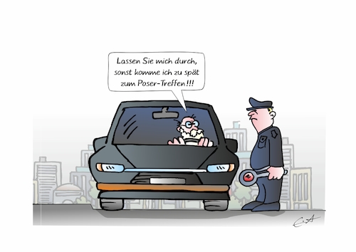 Cartoon: Posertreffen (medium) by Bernd Eisert tagged verkehr,kontrolle,auto,poser,alter,polizei,halt,treffen,verkehr,kontrolle,auto,poser,alter,polizei,halt,treffen