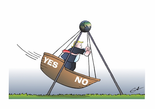Cartoon: Sinneswandel (medium) by Bernd Eisert tagged trump,yes,no,meinung,entscheidung,schiffsschaukel,präsident,amerika,trump,yes,no,meinung,entscheidung,schiffsschaukel,präsident,amerika