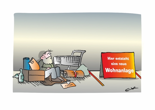 Cartoon: Wohnungsnot (medium) by Bernd Eisert tagged wohnung,bau,obdachloser,finanzen,hoffnungslosigkeit,wohnung,bau,obdachloser,finanzen,hoffnungslosigkeit
