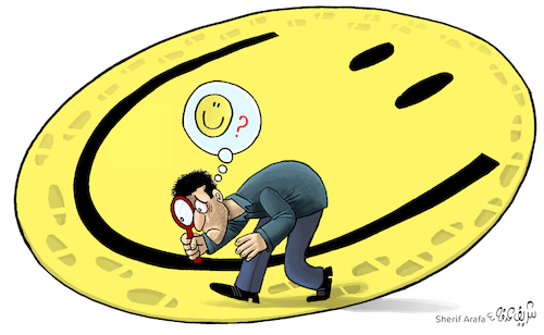 Cartoon: Seeking happiness (medium) by Sherif Arafa tagged happiness