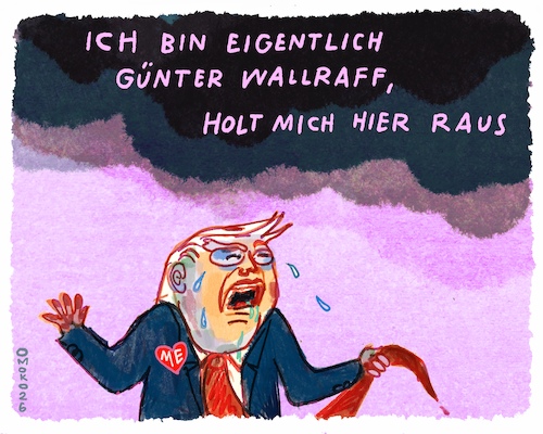 Cartoon: Günter D. Wallraff (medium) by omoko tagged chickenout,quagmire,fake,negotiations,threat,worldwide,donald,trump,günter,wallraff,wishful,thinking,absurd,solution,undercover,critical,journalism,impossible,wayout,idiot,schrecklich,weltkrieg,bomben,death,gambling,dealmaker,drohgebärden,arschlöcherei,unfug,pink,joke,omoko