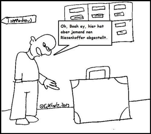 Cartoon: Riesenkoffer... (medium) by Kritzelspacko78 tagged koffer,riesenkoffer,sprichwort,redewendung,sprache,gestank,furz