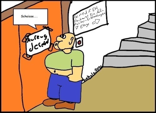 Cartoon: Scheisse... (medium) by Kritzelspacko78 tagged scheisse,aufzug,defekt,mann,adipositas,fettleibigkeit,übergewicht,arzt,patient,mediziner