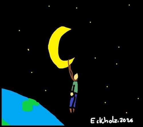 Cartoon: Ohne Worte (medium) by Klops tagged mond,hängen,baumeln,depressionen,selbstmord,suizid,schwermut