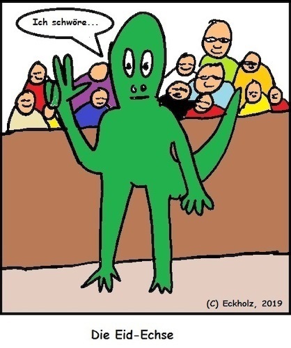 Cartoon: Die Eid-Echse... (medium) by Zeichner1978 tagged reptil,eid,echse,eidechse,gericht,schwören,sprache