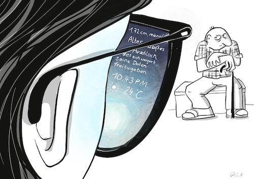 Cartoon: Datenbrille (medium) by Dorit David 68 tagged datenbrille,datenschutz,datenschutzgesetz,alter,weißer,mann,ai,ki,hightech,datenbrille,datenschutz,datenschutzgesetz,alter,weißer,mann,ai,ki,hightech