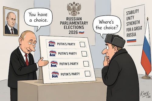 Cartoon: Multiple Choice (medium) by Frank Kiwy tagged russia,election,putin,voting,kremlin,duma,russia,election,putin,voting,kremlin,duma