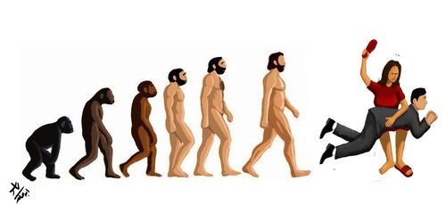 Cartoon: evolution (medium) by yaserabohamed tagged evolution,women,day,spanking
