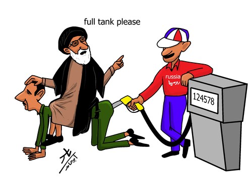 Cartoon: full tank (medium) by yaserabohamed tagged bashar,al,asad,iran,russia,petrol,fulltank