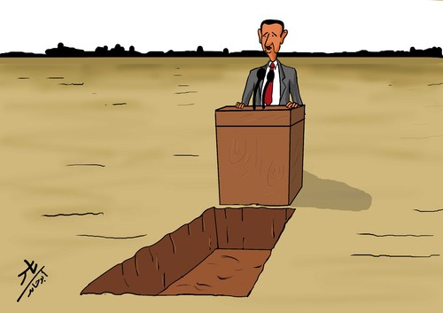Cartoon: The edge of the grave (medium) by yaserabohamed tagged edge,of,the,grave,bashar,alassad