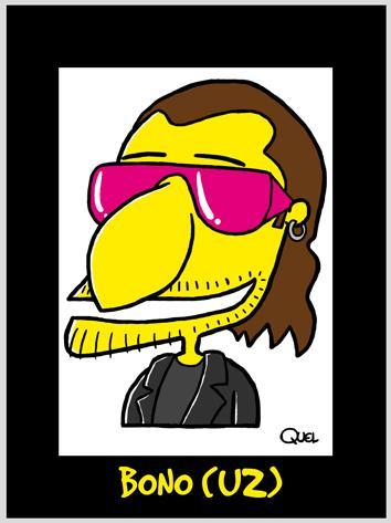 Cartoon: BONO -U2- CARICATURE (medium) by QUEL tagged bono,u2,caricature