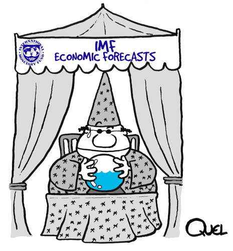 Cartoon: ECONOMIC FORECASTS IMF (medium) by QUEL tagged economic,forecasts,imf