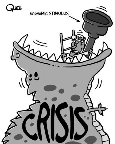 Cartoon: OBAMA ECONOMIC STIMULUS (medium) by QUEL tagged obama,economic,stimulus