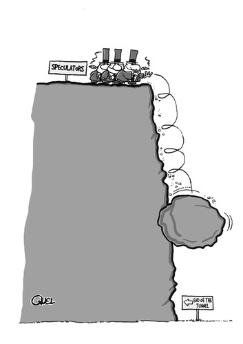 Cartoon: SPECULATORS END OF THE TUNNEL (medium) by QUEL tagged speculators,end,of,the,tunnel