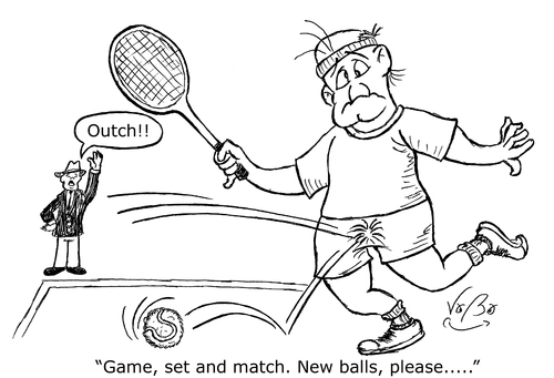 Cartoon: Anyone for tennis? (medium) by VoBo tagged sport,tennis,ball,wimbledon,out,balls,game,set,match