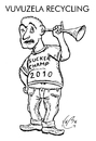 Cartoon: vuvuzela recycling (small) by VoBo tagged vuvuzela recycling soccer world cup wm fussball noise horn hearing aid ohr gehör