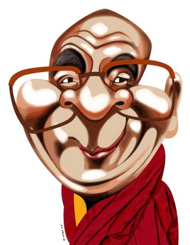 Cartoon: Dalai Lama (medium) by pincho tagged dalai,lama,tibet,china,lider,monje,budismo,lamaismo