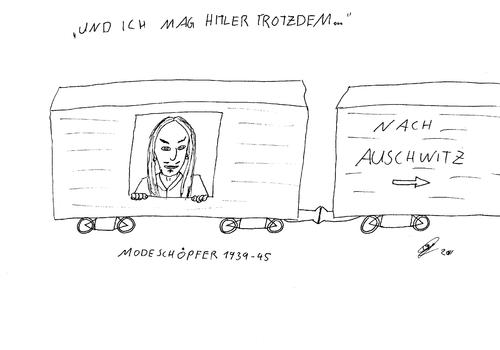 Cartoon: John Galliano 45 (medium) by olegerlach tagged john,galliano,hitler,auschwitz,kz,zug,mode