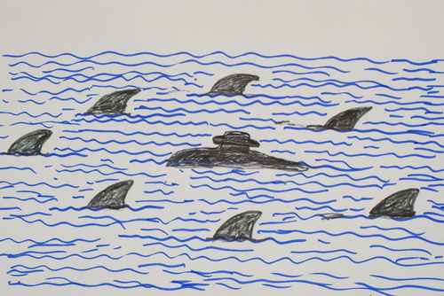 Cartoon: denizalti ve köpekbaliklari (medium) by MSB tagged denizalti