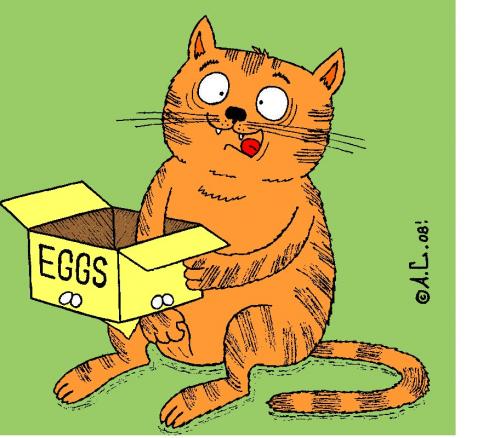 Cartoon: Eggs (medium) by Aleksandr Salamatin tagged eggs,cat,pets,tomcat