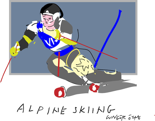 Cartoon: Alpine skiing (medium) by gungor tagged winter,olymplcs,2026,winter,olymplcs,2026