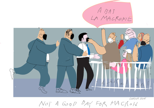 Cartoon: Bad Day for Macron (medium) by gungor tagged emmanuel,macron,emmanuel,macron