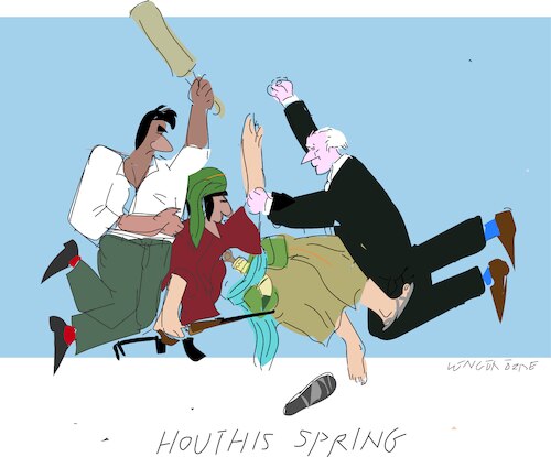Cartoon: Bashing the Houthis (medium) by gungor tagged houthis,spring,houthis,spring