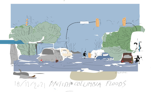 Cartoon: Canada floods (medium) by gungor tagged canada,floods,2021,canada,floods,2021