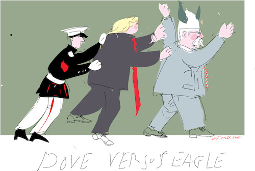 Cartoon: Dove versus Eagle (medium) by gungor tagged usa,usa