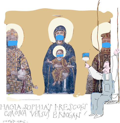 Cartoon: Erdogan versus Hagia Sophia (medium) by gungor tagged churches,churches