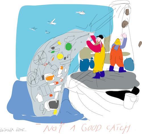 Cartoon: Fisherman Choice (medium) by gungor tagged marine,pollution,marine,pollution