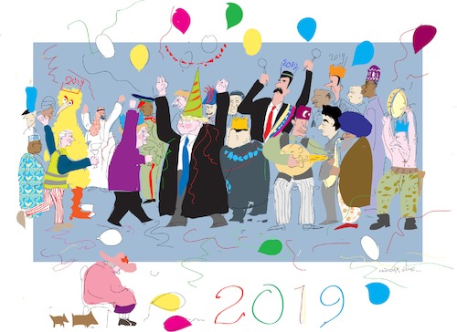 Cartoon: Happy New Year 2019 (medium) by gungor tagged world,world,2019,ballons,neujahr,menschen,bunt,welt,feier