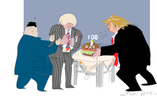 Cartoon: Hundred days B (medium) by gungor tagged usa