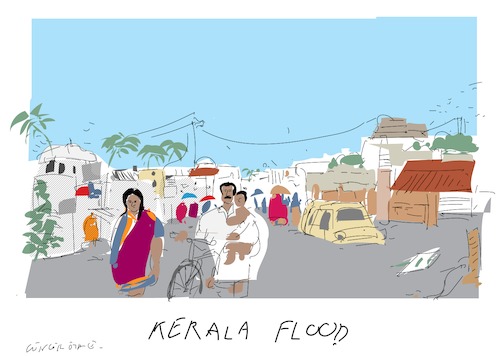 Cartoon: Kerala Floods (medium) by gungor tagged india,india,indien,flut,umwelt,kerala