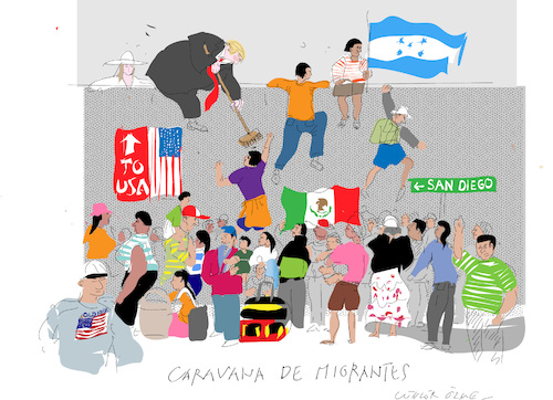 Cartoon: Migrantes (medium) by gungor tagged usa