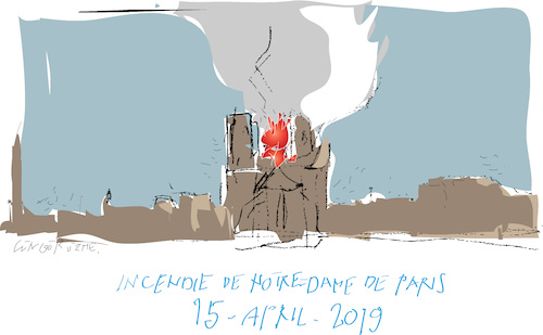 Cartoon: Notre Dame (medium) by gungor tagged france,france