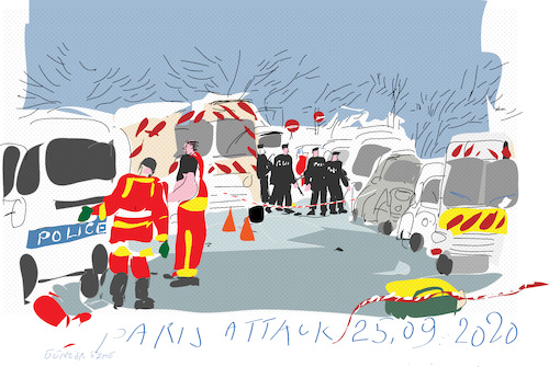 Cartoon: Paris Knife Attack (medium) by gungor tagged france,france