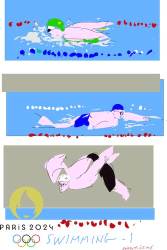 Cartoon: Paris Olympic Swimming 1 (medium) by gungor tagged sketches,from,swimming,po,2024,sketches,from,swimming,po,2024